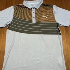 PUMA ストライプポロシャツ L