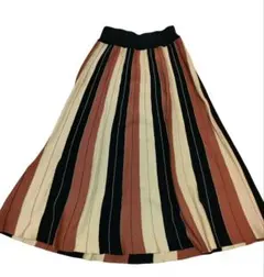 ストライプ ニットフレアスカート マルチカラー ロングスカート