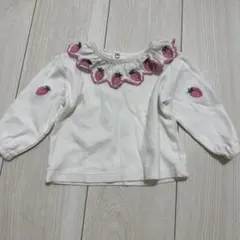 いちご刺繍フリル付き長袖トップス