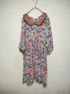 N natural beauty basic　フラットカラーの花柄ワンピース　M
