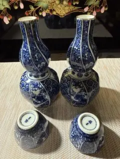 出石焼染付花文三合徳利4本 [B28896] - メルカリ