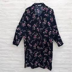 [最終値下げ]花柄シャツ ワンピース ネイビー