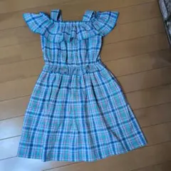 オフショルダー チェック柄 ワンピース 100cm