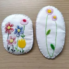 刺繍ブローチ　花　２点まとめ売り　大きめ