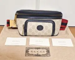 新品未使用GUCCI ボディバッグ GGパターン ベージュ/ネイビー　スプリーム