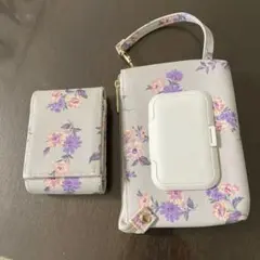 花柄ポーチ ミラー付き 2点セットのサムネイル
