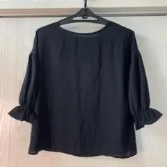 earth music&ecology ブラック 七分袖ブラウス