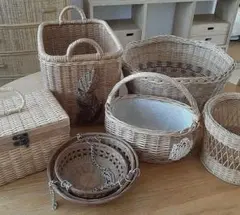 ラタンかご天然素材バスケット色々おまとめ