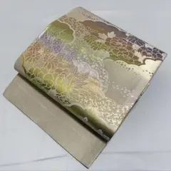 A 牡丹 菊 梅 花々 金糸 正絹 六通 袋帯 フォーマル O119