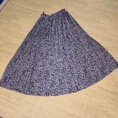 レオパード柄フレアプリーツロングスカート