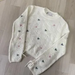 ZARA花柄刺繍 ニットセーターM