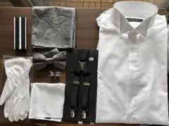 【新郎用フォーマル小物セット】結婚式 タキシード用8点セット シャツ付き