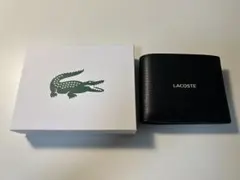 LACOSTE シャンゼリゼラウンドジップ レザーロングウォレットブラック