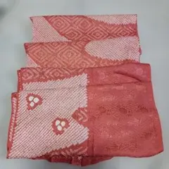 ハギレ　絞り　正絹　サーモンピンク　ハンドメイド