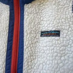 GOD'S WORKS フリースベスト ホワイト/ブルー