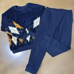 UNIQLO アーガイル柄 フリース ルームウェア セット L