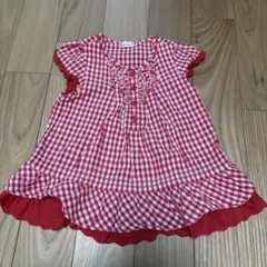 ミキハウス 半袖ブラウス 100cm ギンガムチェック