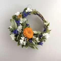 №645ドライフラワー 三日月リース ハーフリース ナチュラルリース