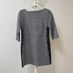 【ZARA】グレンチェック サイドレース チュニック ワンピース S 七分袖のサムネイル