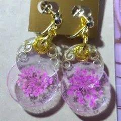 ハンドメイドイヤリング　お花　ピンク