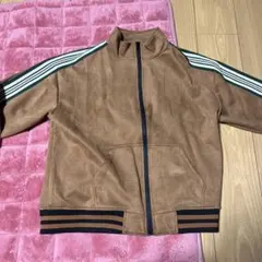 ブラウン スエード風 ジップアップジャケット