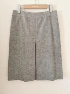 アンタイトル 微粒子虹色ラメ入 ミックスツィード風タックスカート ウールカシミヤ