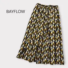 BAYFLOW 総柄フレアスカート 幾何学柄 ロング丈 ウエストゴム 裏地付きのサムネイル