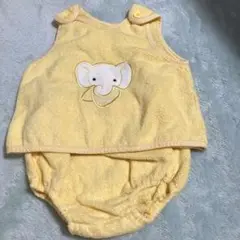 （新品）象の刺繍入り黄色ロンパース　80-90