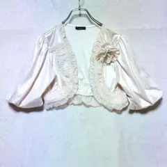 アクシーズファム フリル レース ボレロ ショート丈 光沢感 (M) フェミニン