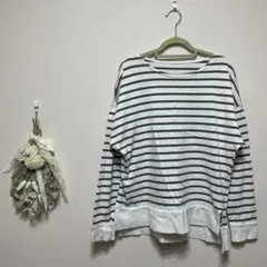 グレイル　GRL 白✖️茶色　ボーダー　トレーナー　フリーサイズ