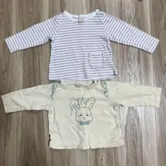 （プティマイン）女の子ベビー　長袖Tシャツ　80cm相当2枚セット