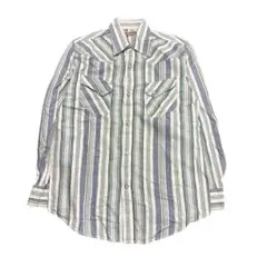 ストライプシャツ　アメカジ　コットン　古着8BS1