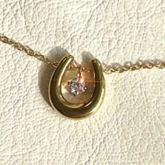 ホースシュー・ジルコニア一粒ネックレス　ゴールド