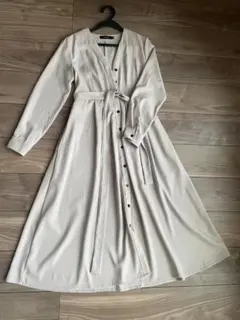 【美品！数回使用】ワンピース マキシワンピース ロング丈 長袖 着痩せ Aライン