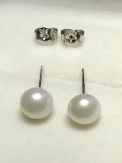 B0938 本真珠 ピアス 淡水 真珠 パール アクセサリー　ホワイト
