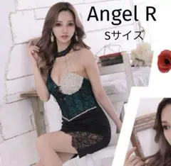 AngelR アシンメトリービジューレースドレス キャバドレス グリーンブラック