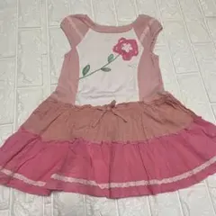 【スーリー】　ピンクの花刺繍ノースリーブワンピース　100㎝