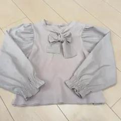 any FAM リボン付きグレーピンク長袖カットソー 120cm