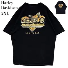 ハーレーダビッドソン Tシャツ 2XL バックプリント 両面プリント 黒 90s