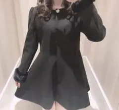 evelyn☆ビジュー付きフレアコート☆ブラック