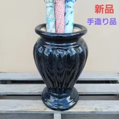 新品　曜変天目　陶器傘立て　難有　手造り　黒色　ブラック　高級　和風　114BK