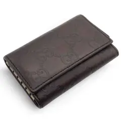 GUCCI・グッチ・6連キーケース・シマレザー・GG柄・レッドブラウン