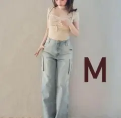 ANDMARY Back ribbon denim cargo pants - メルカリ