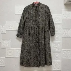 古着 レオパード ヒョウ柄スタンドカラー長袖ロングコート