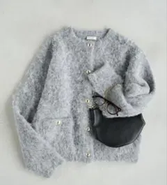 FREAK'S STORE 未使用に近い ミックスシャギー カーディガン金ボタン