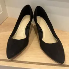 ブラック　スウェード調パンプス25.5