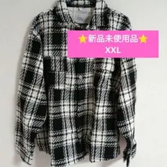 メンズチェック柄 シャツジャケット 2XLゆったりカジュアルファッション【厚手】