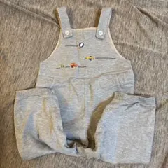 ファミリア　グレーの刺繍オーバーオール　ロンパース80
