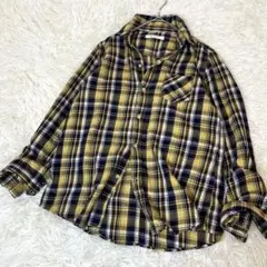 バックナンバー チェック柄 長袖 スキッパー コットンシャツ 綿100 羽織り