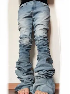 ロングデニム　ダメージデニム　フレアデニム　archive opium Y2K